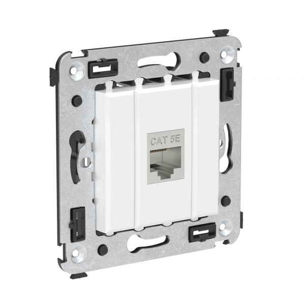 DKC Avanti Компьютерная розетка RJ-45 без шторки в стену, кат.5e одинарная экранированная, Белое облако