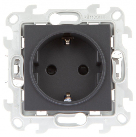 Simon 24 Графит Розетка 2К+3 с защитными шторками Push&Go