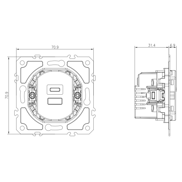 Donel USB зарядное устройство, 12Вт тип A, С , серия DB, DB12310
