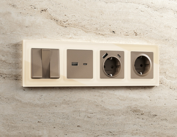 Рамка ALFA Platos (Бежевый Стекло органическое) 3-ая AF330303