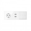 Simon 100 Кит 3 поста механизм 1 розетка Schuko + 1 з/у 2хUSB + 1 переключатель (проходной) + 1 выключатель жалюзи + суппорт