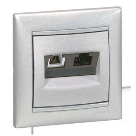 Legrand Etika Алюминий Розетка телефонная + компьютер (RJ11+RJ45) 5 категория  UTP