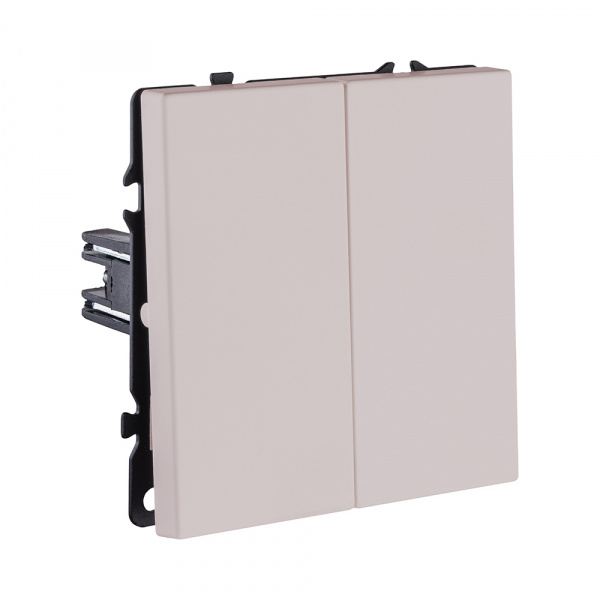 Выключатель кнопочный 2-клавишный 10А/250В, кашемир матовый Kollinger Eclipse EC-025CM