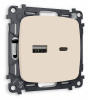 Комплект механизма розетки OMEGA MO331010 Бежевый матовый 2USB A+C 20W быстрая зарядка QUANT
