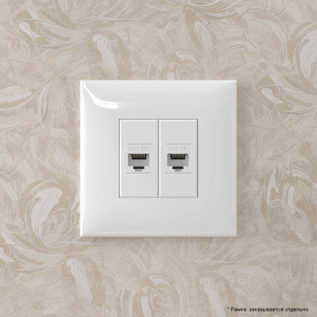 DKC Avanti Компьютерная розетка RJ-45 без шторки в стену, кат.6А двойная, Белое облако