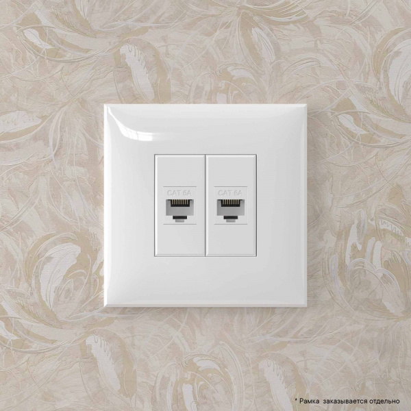 DKC Avanti Компьютерная розетка RJ-45 без шторки в стену, кат.6А двойная, Белое облако