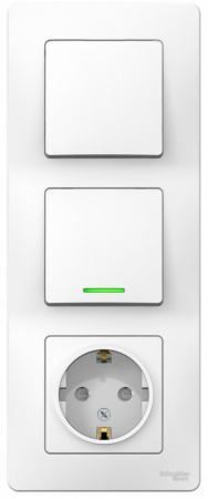 SE Blanca внутр Бел Блок:Розетка з/к шт 16А, 250В+выкл 1кл.с подсветкой+выкл 1кл.