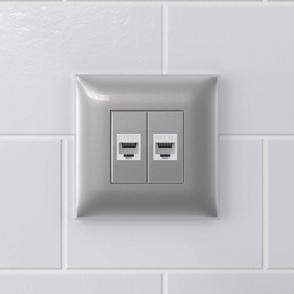 DKC Avanti Компьютерная розетка RJ-45 без шторки в стену, кат.5е двойная, Закаленная сталь