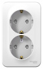 SE Blanca наруж Бел Розетка 2-ая с/з со шторками 16А, 250В, изолир. пластина