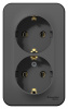 SE Blanca наруж Антрацит Розетка 2-ая с/з без шторок 16А, 250В, изолир. пластина
