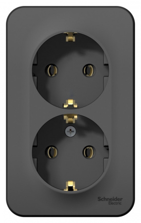 SE Blanca наруж Антрацит Розетка 2-ая с/з без шторок 16А, 250В, изолир. пластина