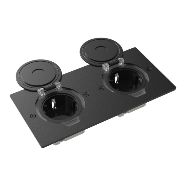 Лючок Surface 4 мод. (2 мод. 45х45 мм.), круглая крышка, антрацит, IP44