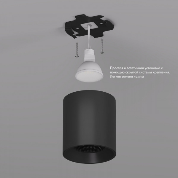 DK3090-BK Светильник накладной IP 20, 10 Вт, GU5.3, LED, черный/черный, пластик