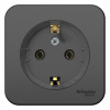 SE Blanca наруж Антрацит Розетка с/з без шторок, (тонкая) 16А, 250В, изолир. пластина