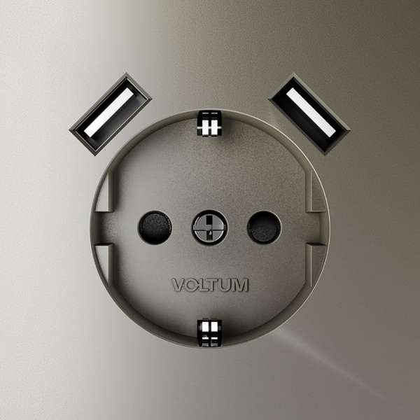 Розетка встраиваемая VOLTUM S70 с заземлением и защитными шторками, 16А, с USB, A+A, (шелк) Розетка встраиваемая VOLTUM S70 с заземлением и защитными шторками, 16А, с USB, A+A, (шелк)