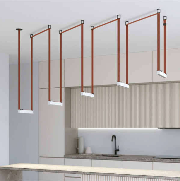 DK5570-WB Cветильник для трека-ремня Belty, серия Grill, со светодиодом, L323*W40*H45мм, 48V DC, 12W, RA90, 24°, 4000K, IP20, белый с черным, алюминий