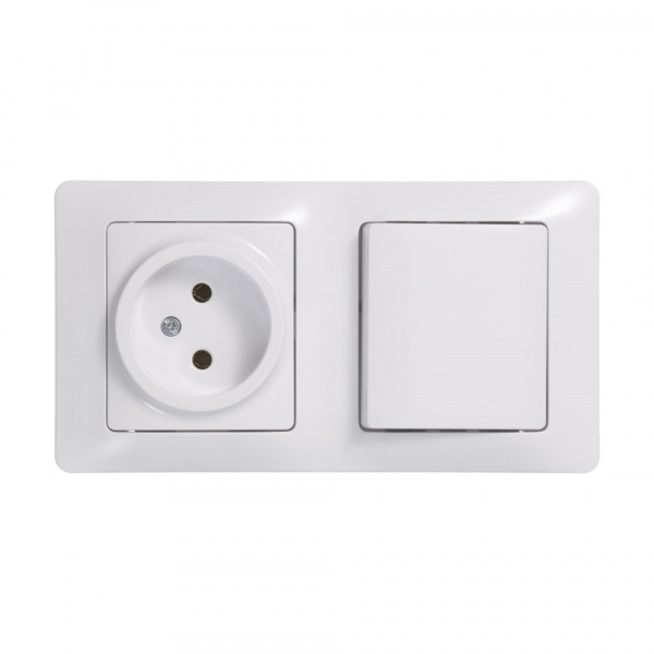 SE Glossa Бел Блок: розетка и 1-кл. выключатель