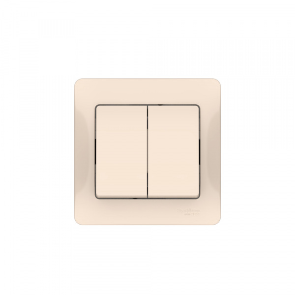 Systeme Electric Glossa Бежевый Выключатель 2-клавишный, сх.5, 10АХ, в сборе, быстрозажим. клем.