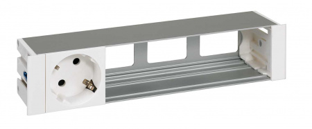 Simon 400 Алюминий Врезной розеточный блок с крышкой и мет. вводом, 1x2P+E, 3 пустых модуля