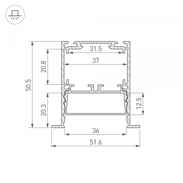 Профиль SL-LINIA52-3L-F-2000 ANOD (Arlight, Алюминий)