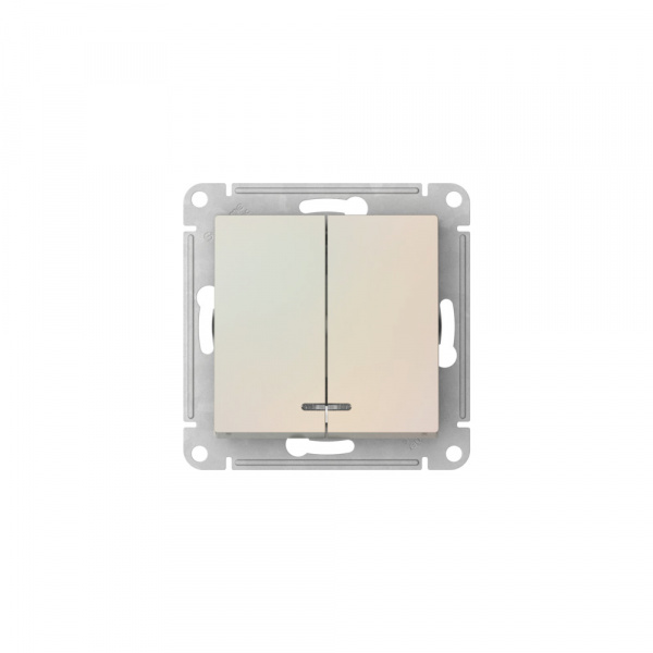 Systeme Electric AtlasDesign Жемчуг Выключатель 2-клавишный с подсвет.,сх.5а, 10АХ, мех., быстрозажим. клем.