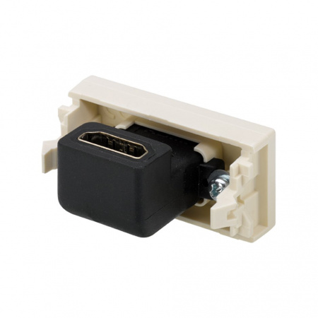 Simon 27 Мех Слоновая кость Розетка для подключения HDMI-разъёма, v1.3, проходная, угловая, узкий