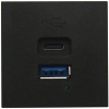 Donel USB зарядное устройство, 3A , 65W, Type A + C, 2 мод., черн. матовая (45х45мм), DUSB3000ANAF