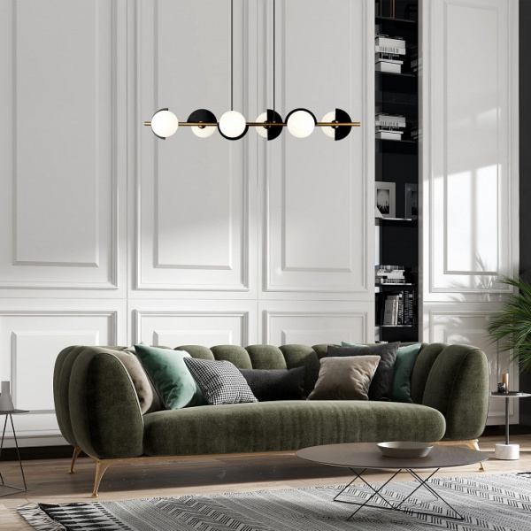 Умный подвесной светильник со стеклянными плафонами 70149/6 черный/латунь Eurosvet Moity