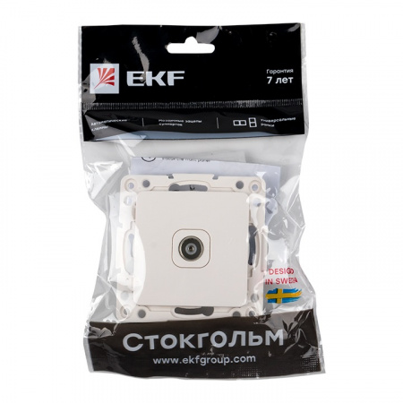 EKF PROxima Стокгольм Механизм Розетки TV 1-местной проходной 75Ом 5-862МГц белый
