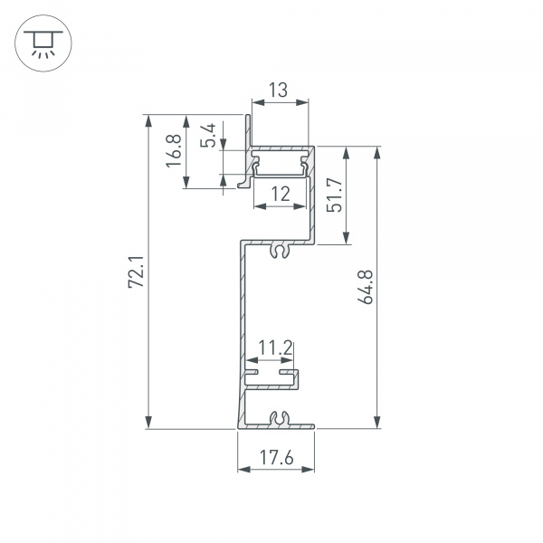 Профиль PLINTUS-H73-F-2000 WHITE (Arlight, Алюминий)
