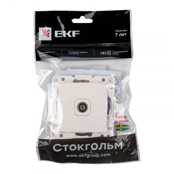 EKF PROxima Стокгольм Механизм Розетки TV 1-местной проходной 75Ом 5-862МГц белый