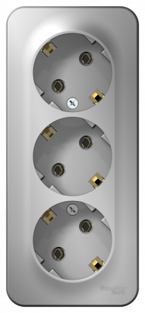 SE Blanca наруж Алюминий Розетка 3-ая с/з без шторок 16А, 250В, изолир. пластина