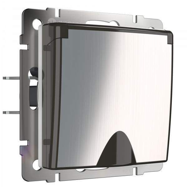 Розетка влагозащ. с зазем. с защит. крышкой и шторками (глянцевый никель) W1171202