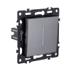 Выключатель 1-клавишный проходной 10А/250В с LED подсветкой, серый Kollinger Asthetik AS-008GY