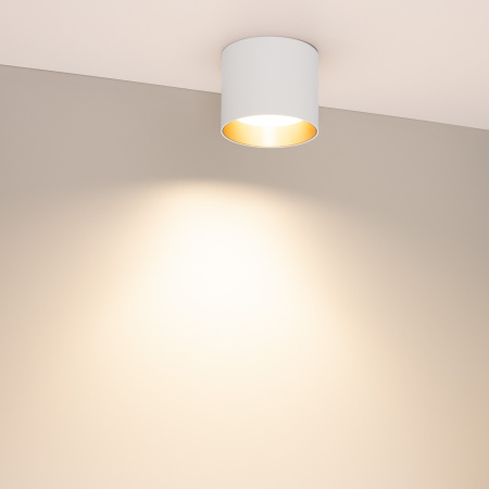 Светильник SP-BISCOTTO-R90-8W Warm3300-MIX (WH-GD, 80 deg, 230V) (Arlight, IP54 Металл, 5 лет)