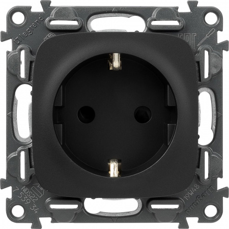 Legrand Valena ALLURE DIY Антрацит Розетка 1-ая с/з с защитными шторками, винт.зажим