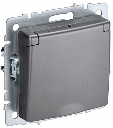 IEK BRITE Роз. с з/к/ш с кр. 16А IP44 РСбш10-3-44-БрС сталь