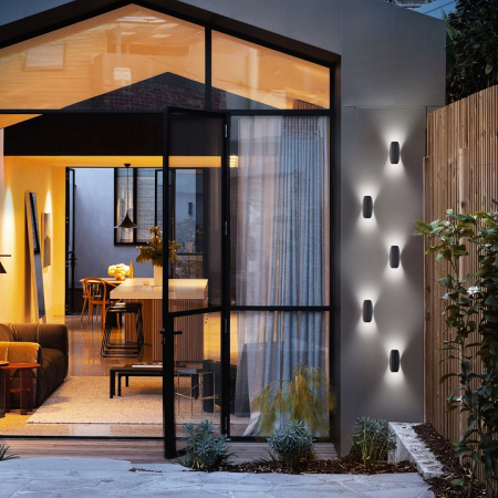 Уличный настенный светодиодный светильник Taco IP54 1632 TECHNO LED чёрный Elektrostandard Taco a052620