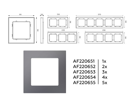 Рамка ALFA Techno (Антрацит серый) 3-ая AF220653