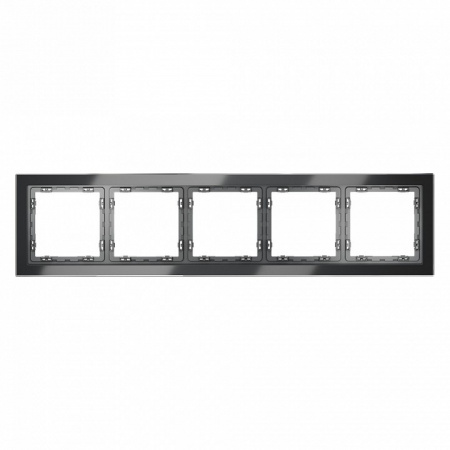 Рамка стеклянная VOLTUM S70 на 5 постов, (графит, стекло)
