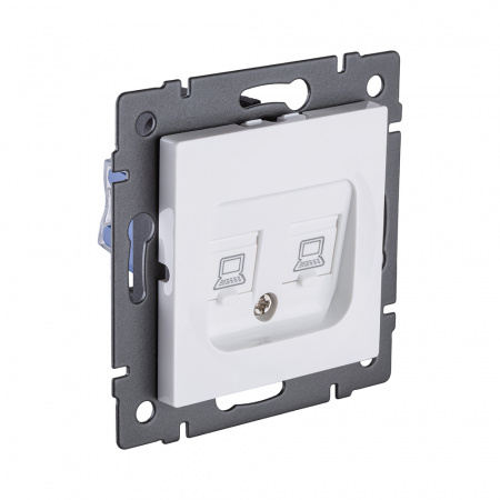 Розетка двойная Ethernet RJ45 Cat.6, белый Kollinger REA-019WH для Aspekt, Eleganz, Reflex