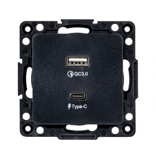 EKF PROxima Стокгольм Черный Розетка с 2USB type A+C