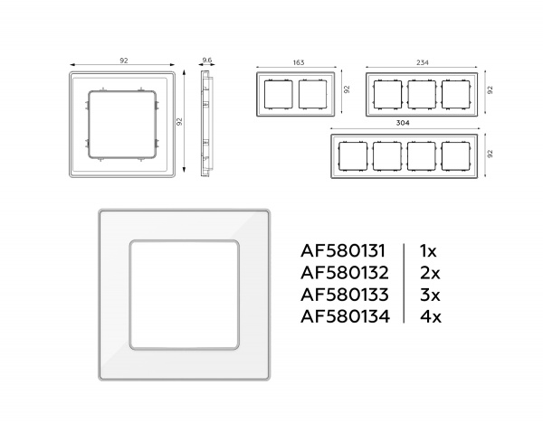Рамка ALFA Arctic (Белый Стекло органическое/Серебро) 4-ая AF580134