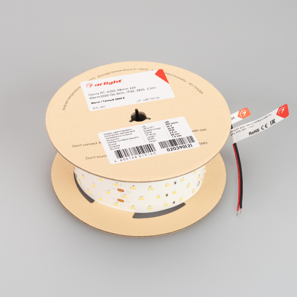 Светодиодная лента Arlight 36W/m 350LED/m 2835SMD теплый белый 2,5M 020390(2)