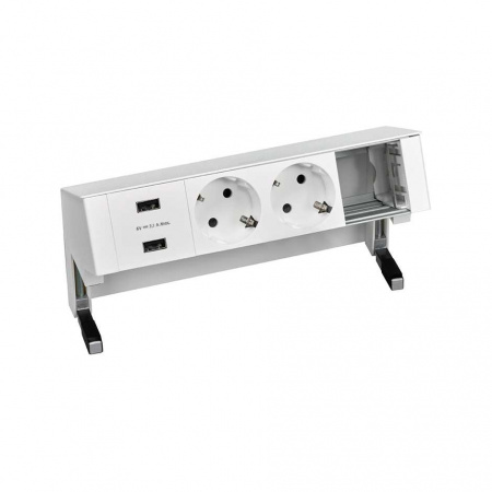 Simon 400 Настольный x4 розеточный блок, 2x2P+E, 2xUSB з/у, 1 пустой модуль, белый,