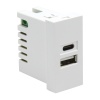 Donel USB зарядное устройство, 2.1A, Type A + C, 1 мод., бел. матовая (22.5х45мм), DUSB2100WCFM