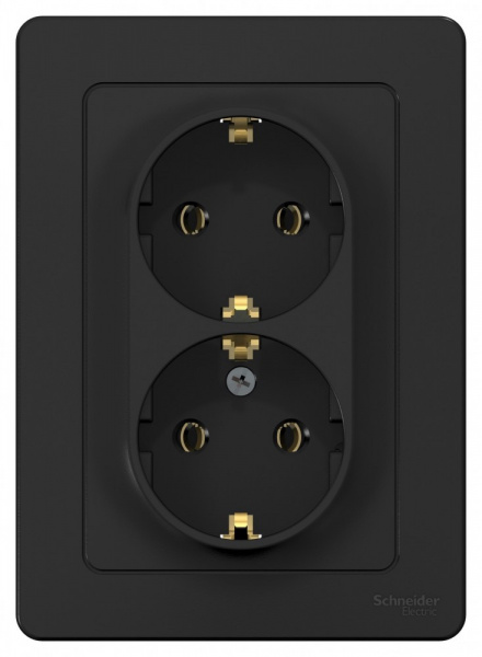 SE Blanca внутр Антрацит Розетка 2-ая с/з без шторок, 16А, 250В