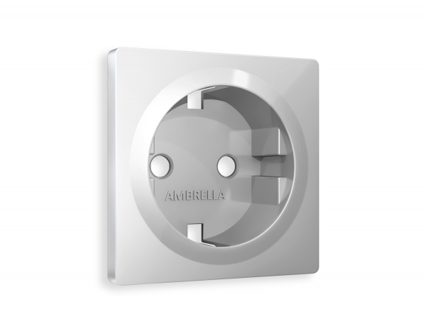 Лицевая панель ALFA (Серебро глянец) для электрической розетки с заземлением QUANT AP4060