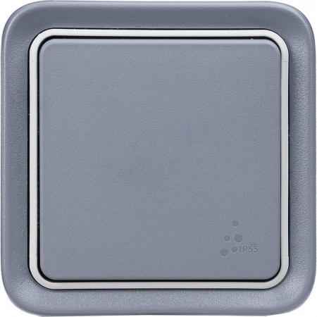 Legrand Plexo Серый Переключатель 1-клавишный накладной, 10А, в сборе IP55
