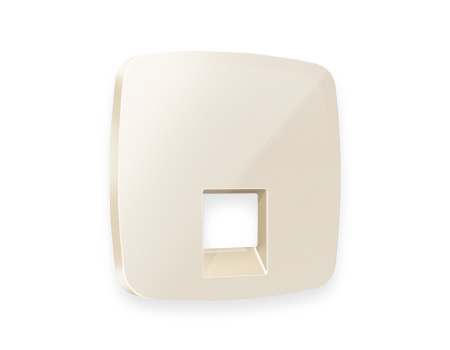 Лицевая панель OMEGA (Бежевый глянец) для компьютерной/телефонной розетки RJ-45/RJ-11 QUANT OP3120